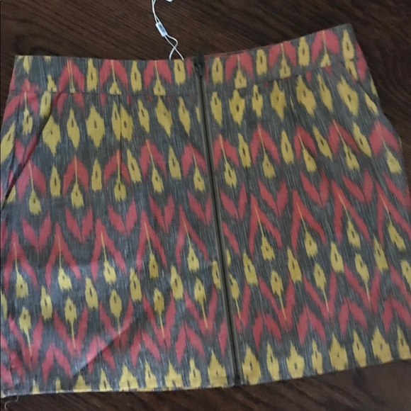 Ladakh Mini Skirt Yellow Orange Print Zip Front Junior Large Fall NEW College - Picture 7 of 9